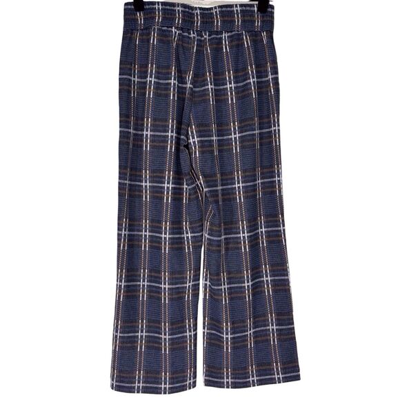 Liverpool Wide Leg Crop Pants Mabel Pull On Black Blue Plaid Women's Small NWT - Picture 1 of 8